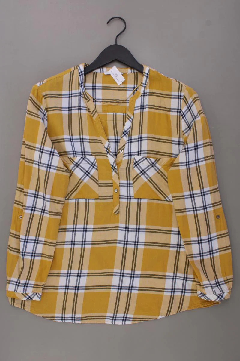 edc by Esprit Karobluse Gr. XL kariert Langarm gelb aus Baumwolle
