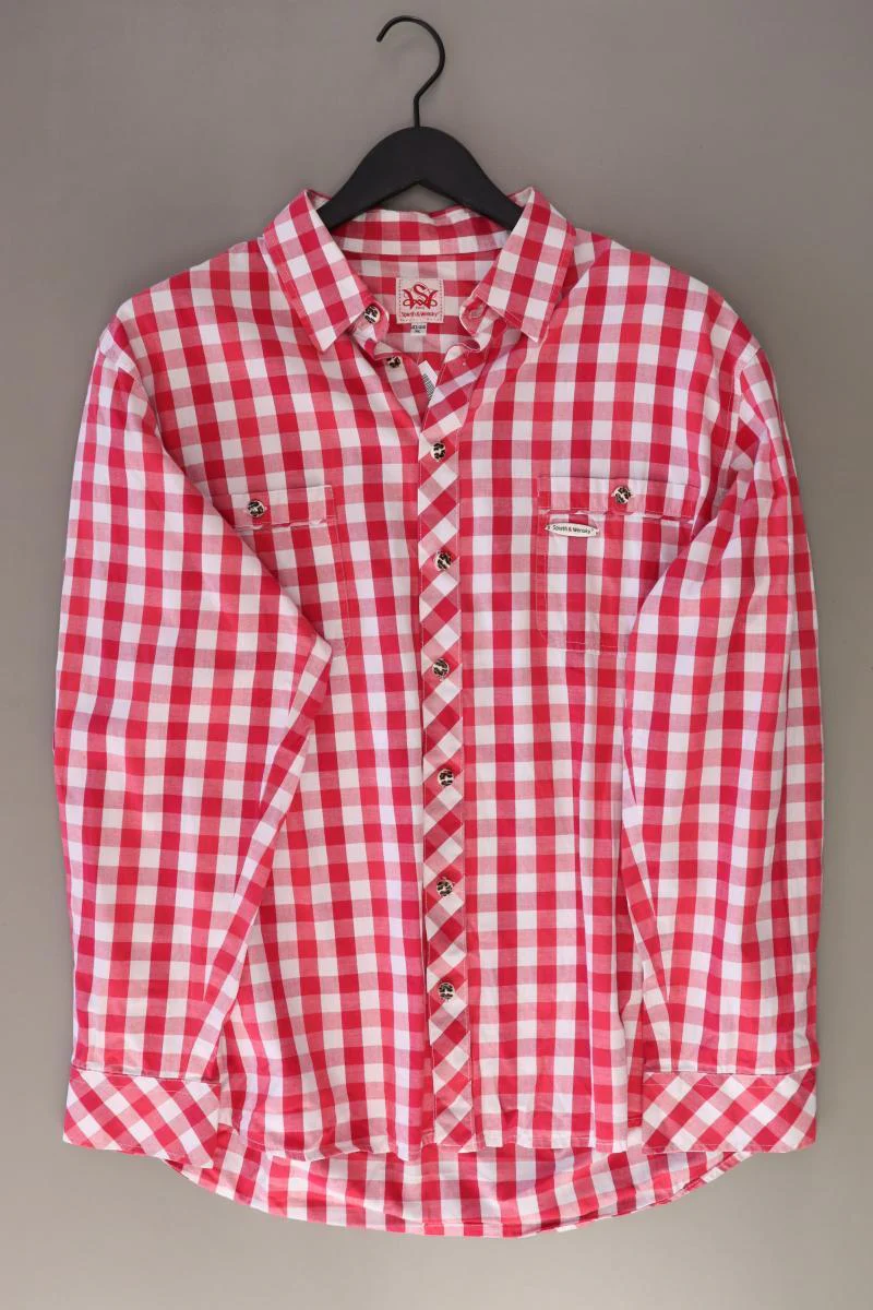 Spieth Wensky Trachtenhemd für Herren Gr. XL kariert Langarm rot aus Baumwolle