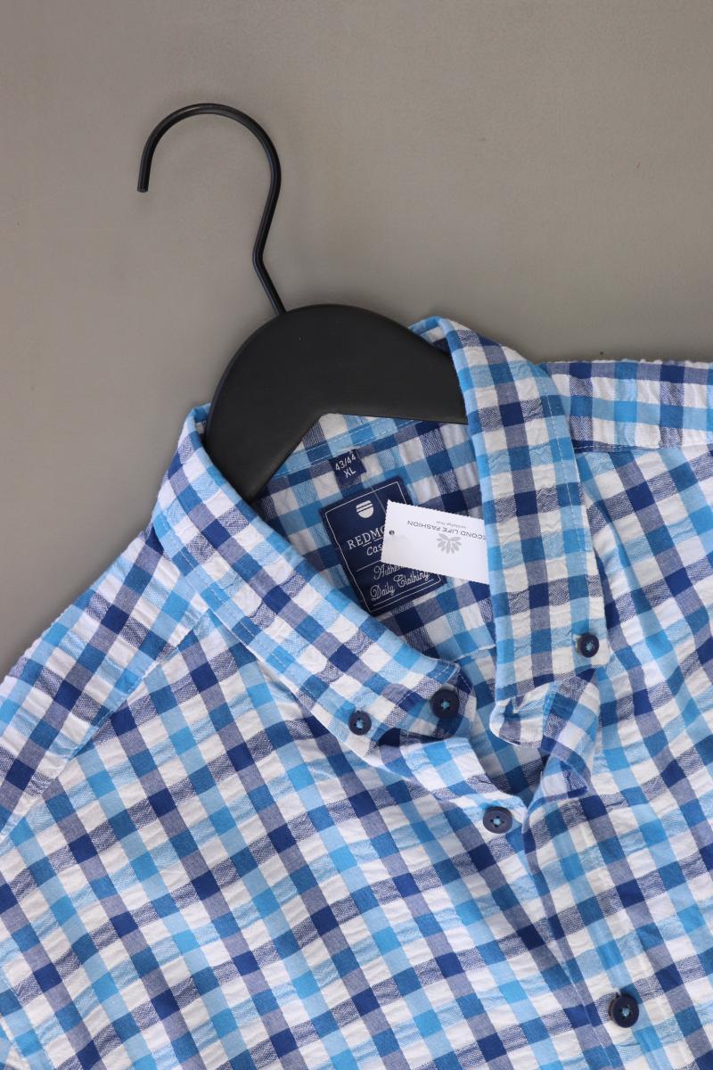 Redmond Karohemd für Herren Gr. XL kariert Kurzarm blau aus Baumwolle - Image 3