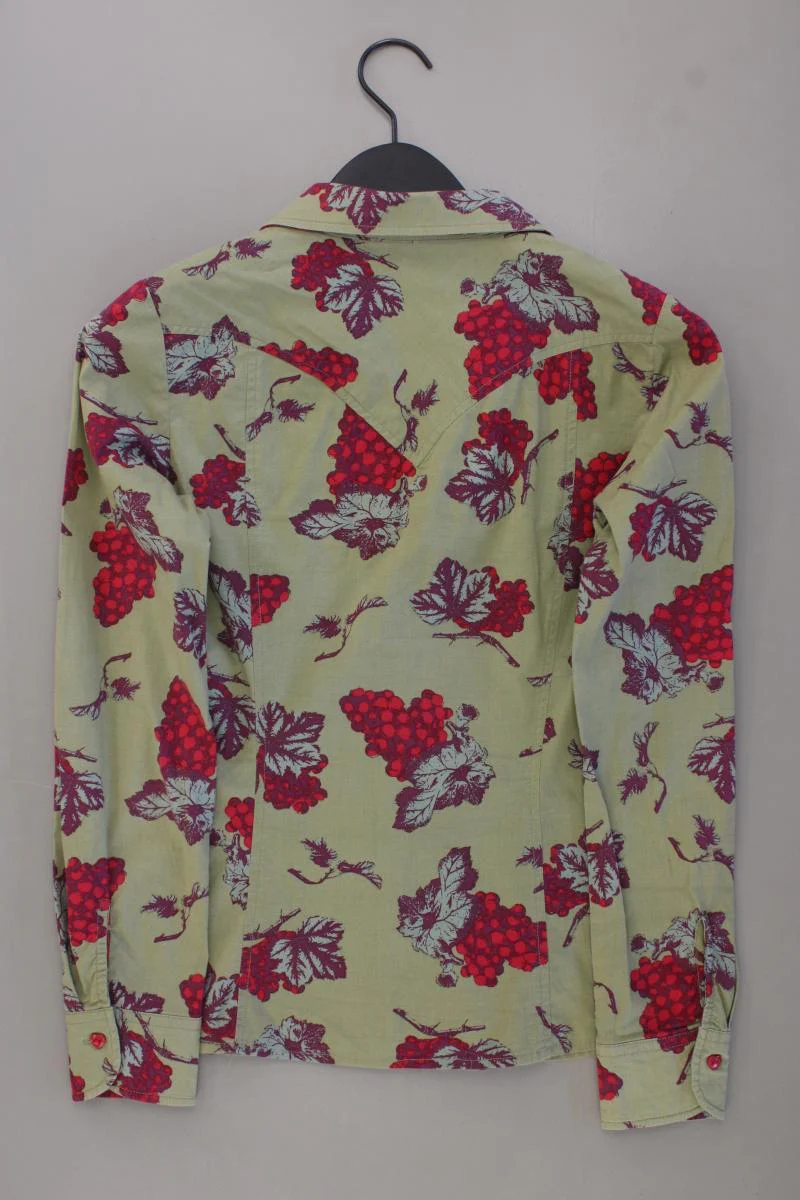 Blutsgeschwister Langarmbluse Gr. S mit Blumenmuster olivgrün aus Baumwolle - Image 3