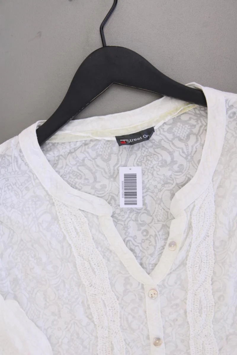 Street One Shirt mit V-Ausschnitt Gr. 38 Langarm creme aus Baumwolle - Image 2