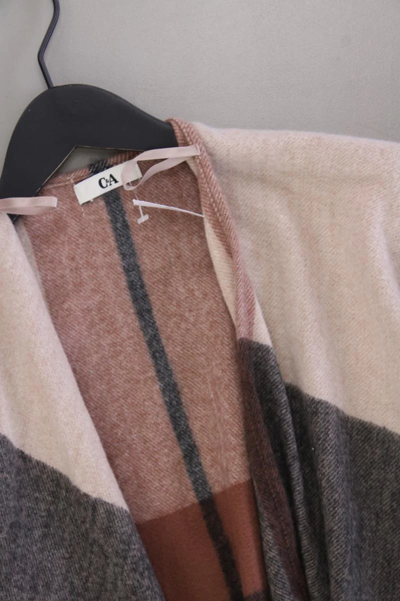 C&A Poncho Gr. OneSize kariert neuwertig creme aus Polyester - Image 2