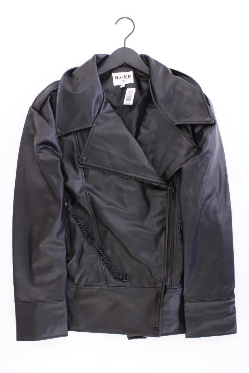 NA-KD Oversize Kunstlederjacke Gr. 34 neuwertig schwarz aus Polyurethan