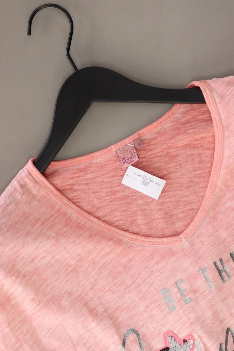 Liberty Printshirt Gr. L Kurzarm orange aus Baumwolle - Image 3