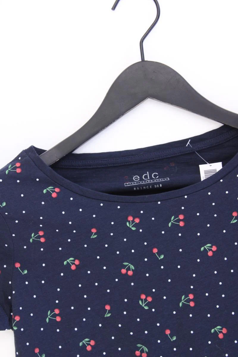 edc by Esprit Shirt mit Kirschmuster Gr. XS Kurzarm blau aus Baumwolle - Image 2