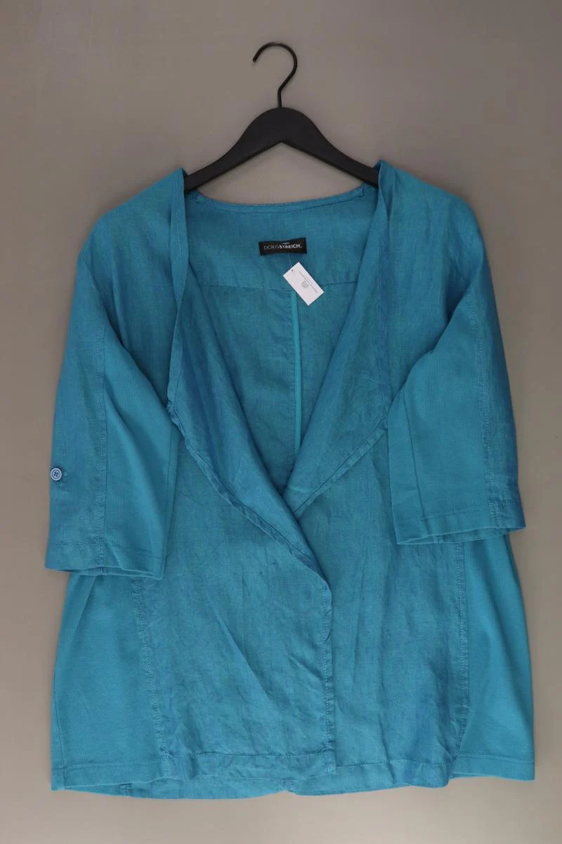 Doris Streich Regular Cardigan Gr. 44 3/4 Ärmel blau aus Leinen