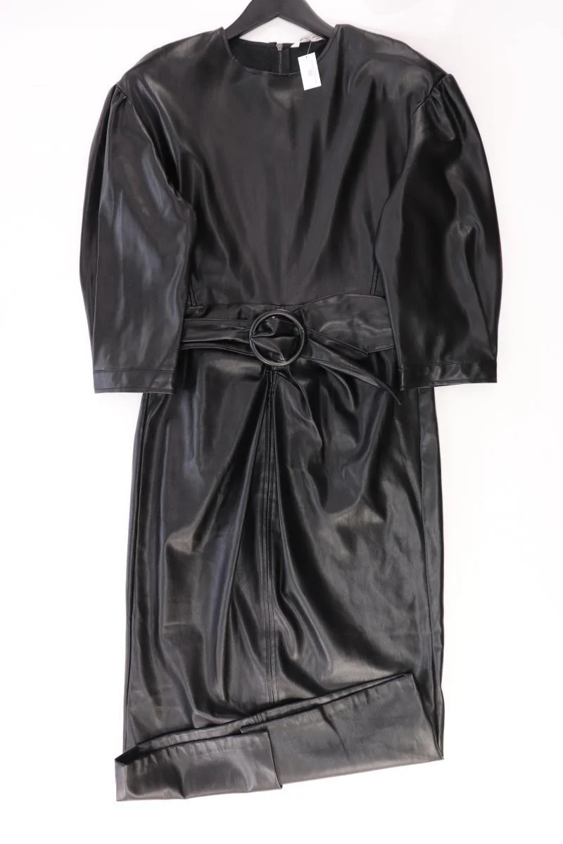 Zara Kunstlederkleid Gr. M neuwertig mit Gürtel 3/4 Ärmel schwarz