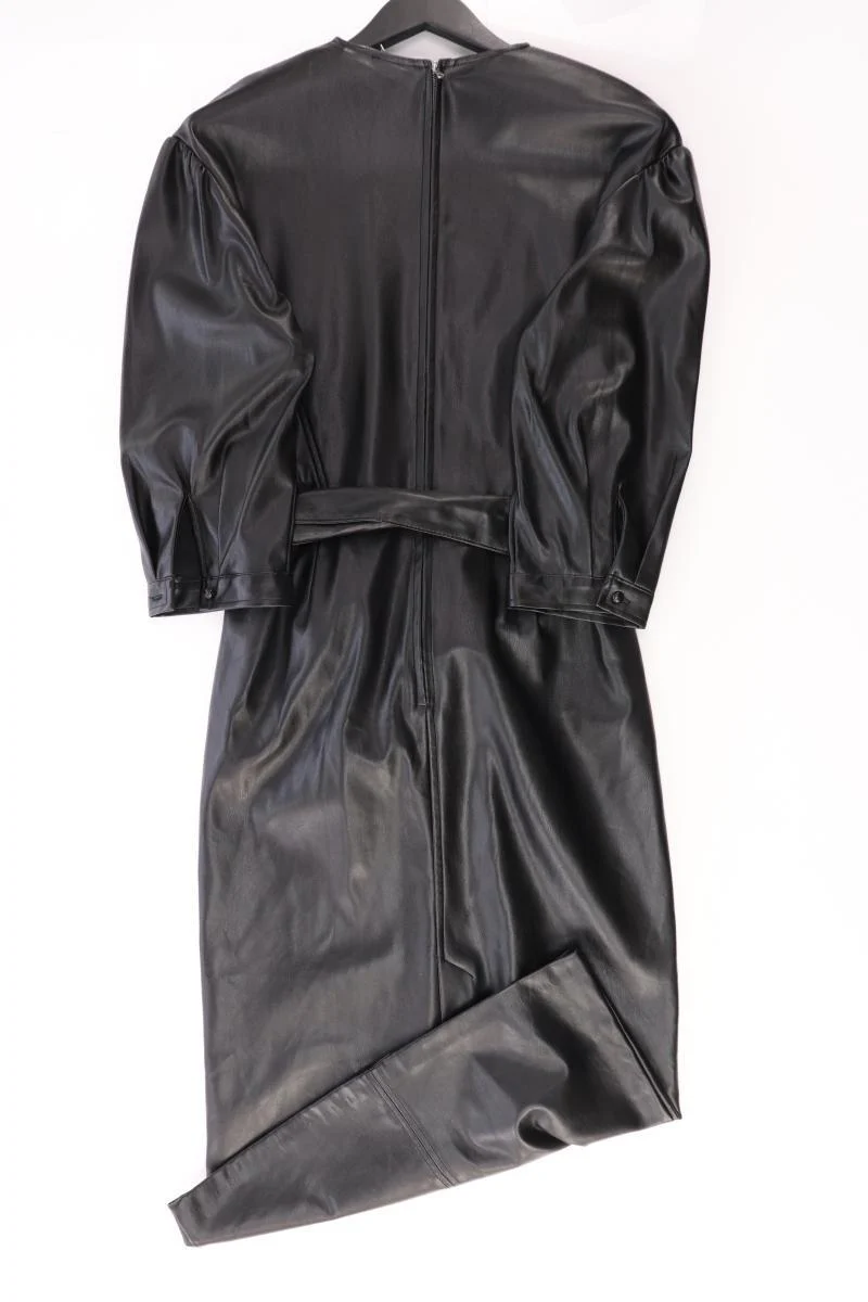 Zara Kunstlederkleid Gr. M neuwertig mit Gürtel 3/4 Ärmel schwarz - Image 2