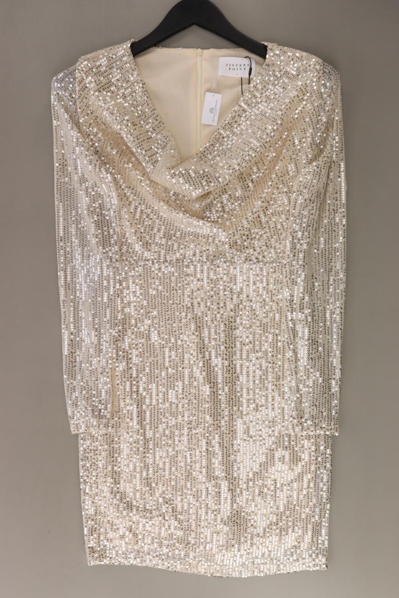 Sisters Point Abendkleid Gr. S neu mit Etikett Langarm mit Pailletten creme