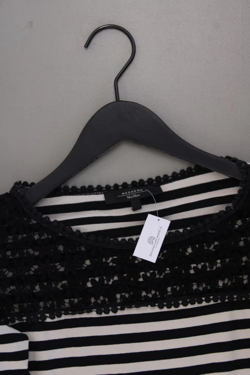 Weekend Max Mara Ringelshirt Gr. M gestreift 3/4 Ärmel schwarz aus Baumwolle - Image 2