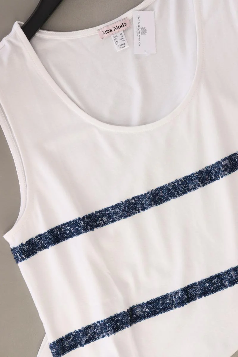 Alba Moda Trägertop Gr. 42 gestreift mit Pailletten weiß aus Viskose - Image 4
