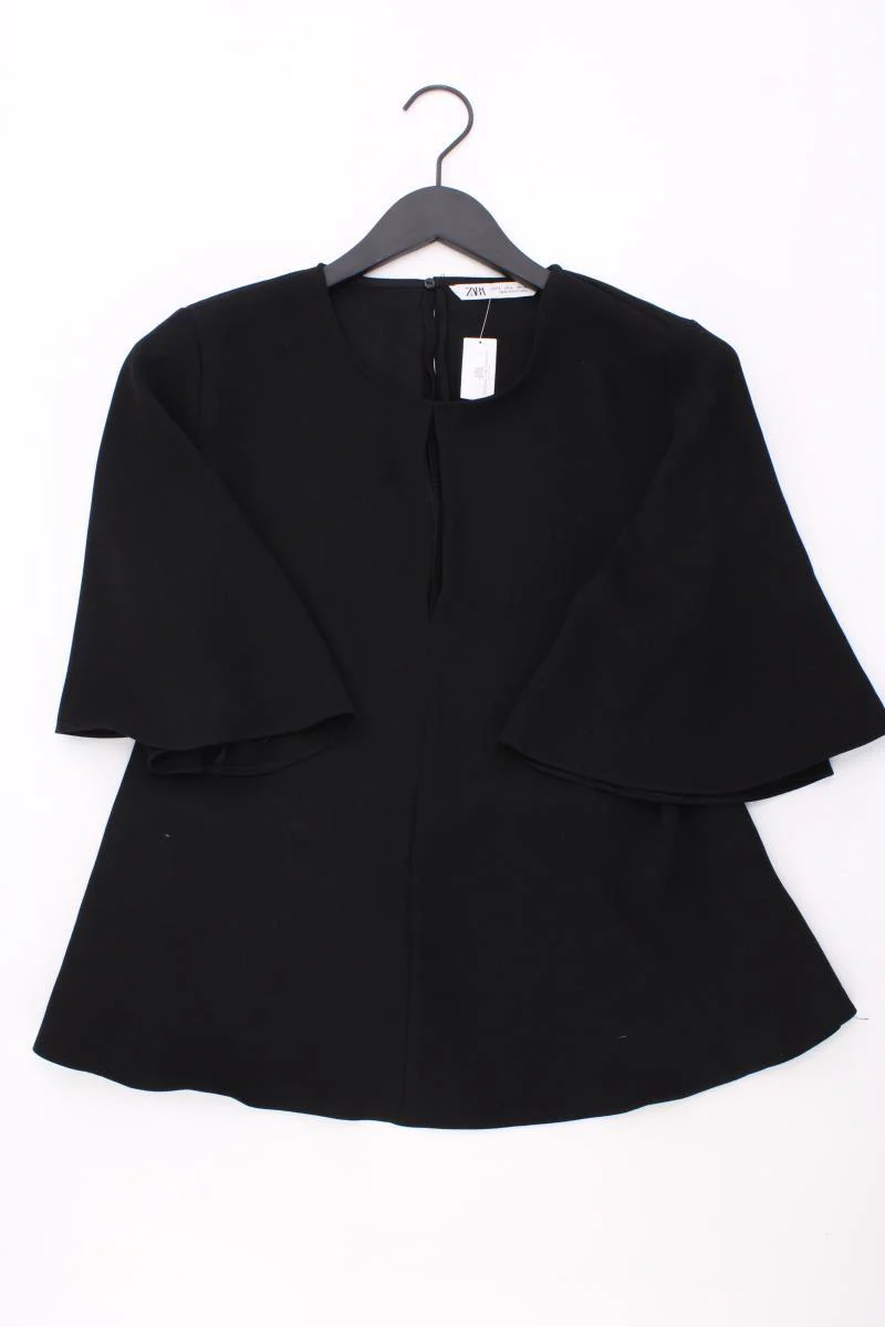 Zara Kurzarmbluse Gr. L schwarz aus Polyester