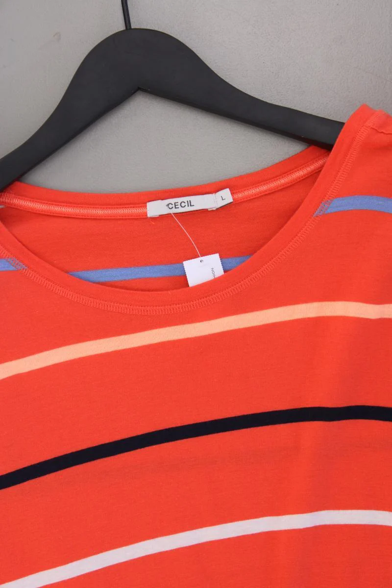 Cecil Printshirt Gr. L gestreift Kurzarm orange - Image 2