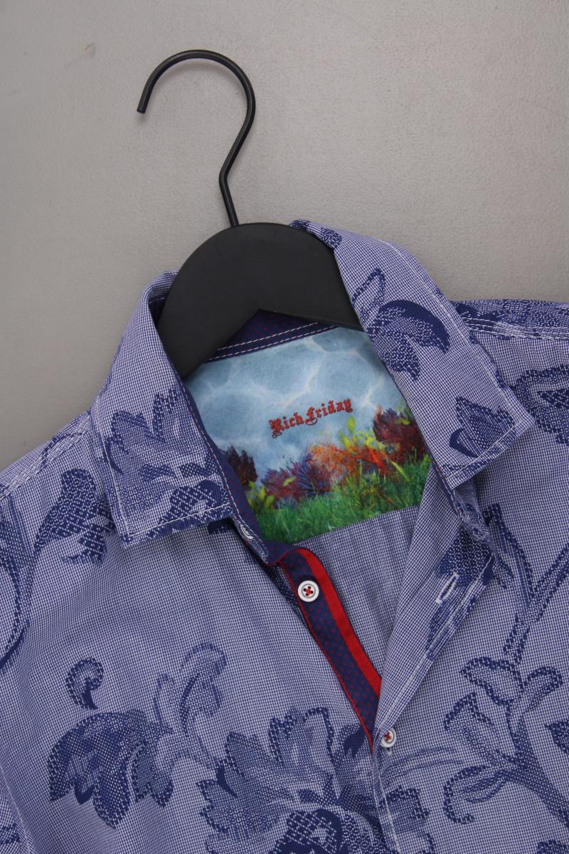 Rich Friday Langarmhemd für Herren Gr. S mit Blumenmuster blau aus Baumwolle - Image 2