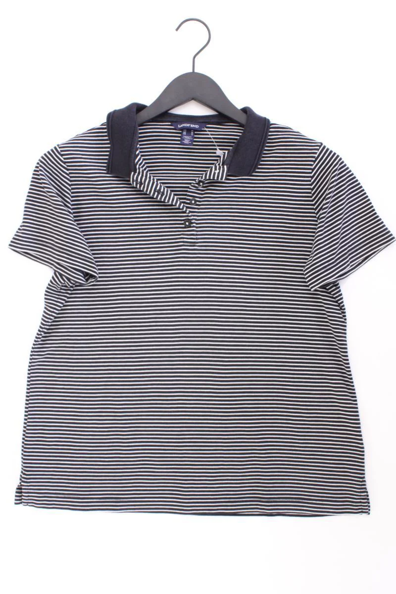 Lands' End Poloshirt Gr. M gestreift Kurzarm blau aus Baumwolle