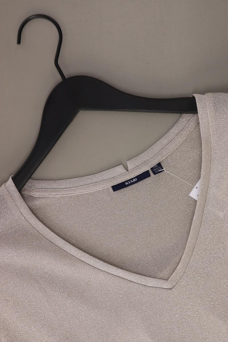 Kiabi Shirt mit V-Ausschnitt Gr. XXL Kurzarm mit Glitzer silber aus Polyamid - Image 3