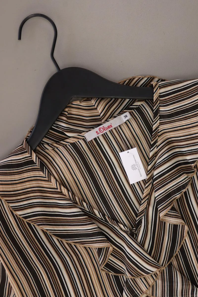 s.Oliver Rüschenbluse Gr. 36 gestreift Langarm Vintage braun aus Polyester - Image 3