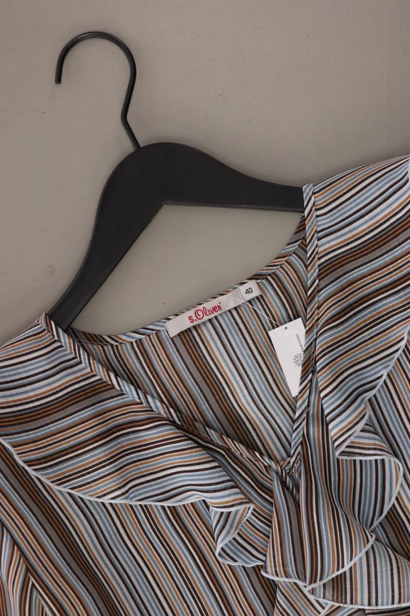 s.Oliver Rüschenbluse Gr. 40 gestreift Langarm Vintage mehrfarbig aus Polyester - Image 3