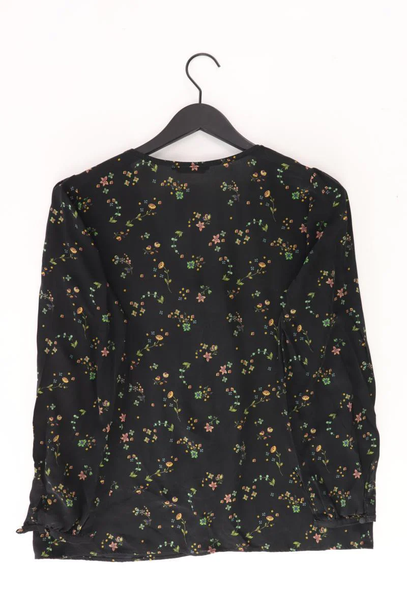Set Seidenbluse Gr. 36 mit Blumenmuster Langarm schwarz - Image 2