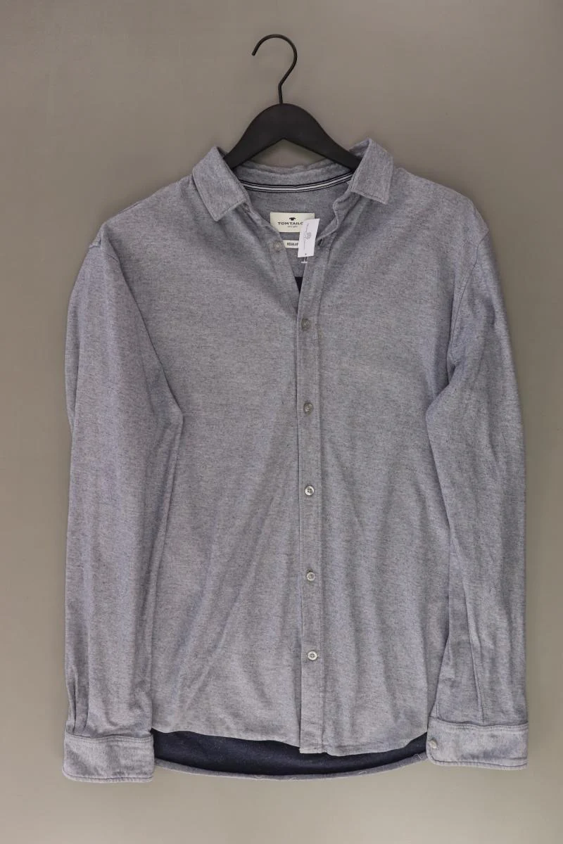 Tom Tailor Langarmhemd für Herren Gr. XL blau aus Baumwolle