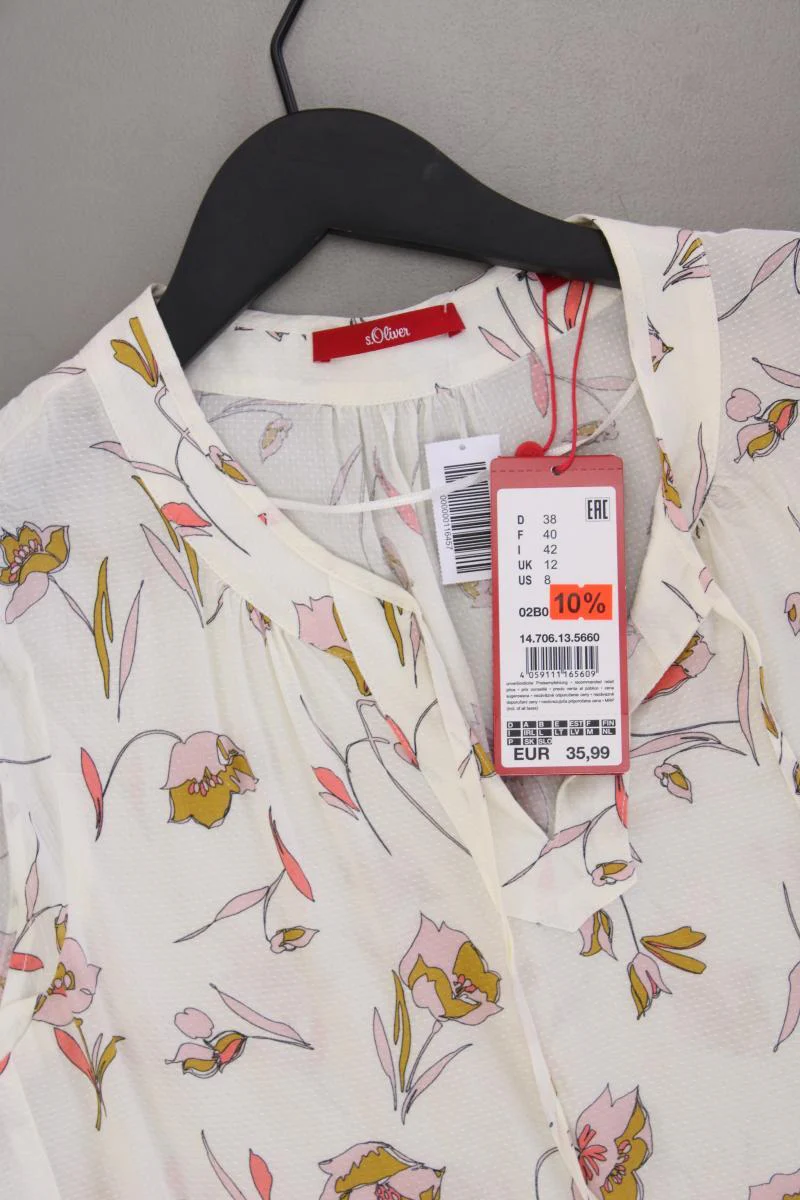 s.Oliver Ärmellose Bluse Gr. 38 mit Blumenmuster neu mit Etikett creme - Image 2
