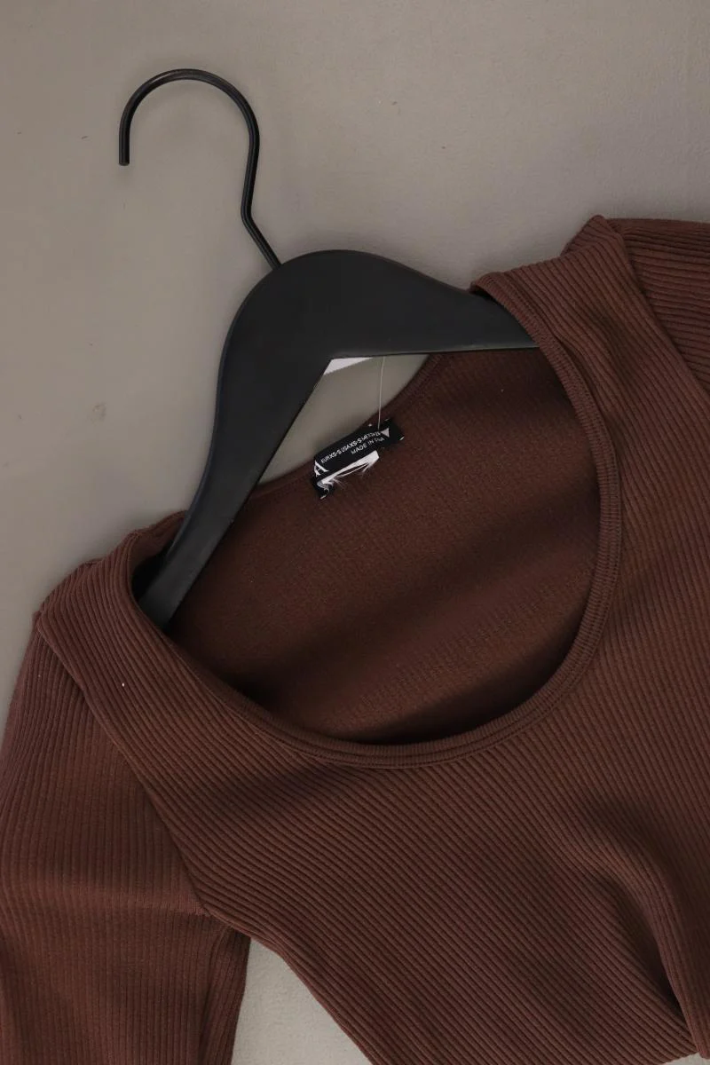 Zara Cropped Shirt Gr. XS/s 3/4 Ärmel braun aus Polyester - Image 3