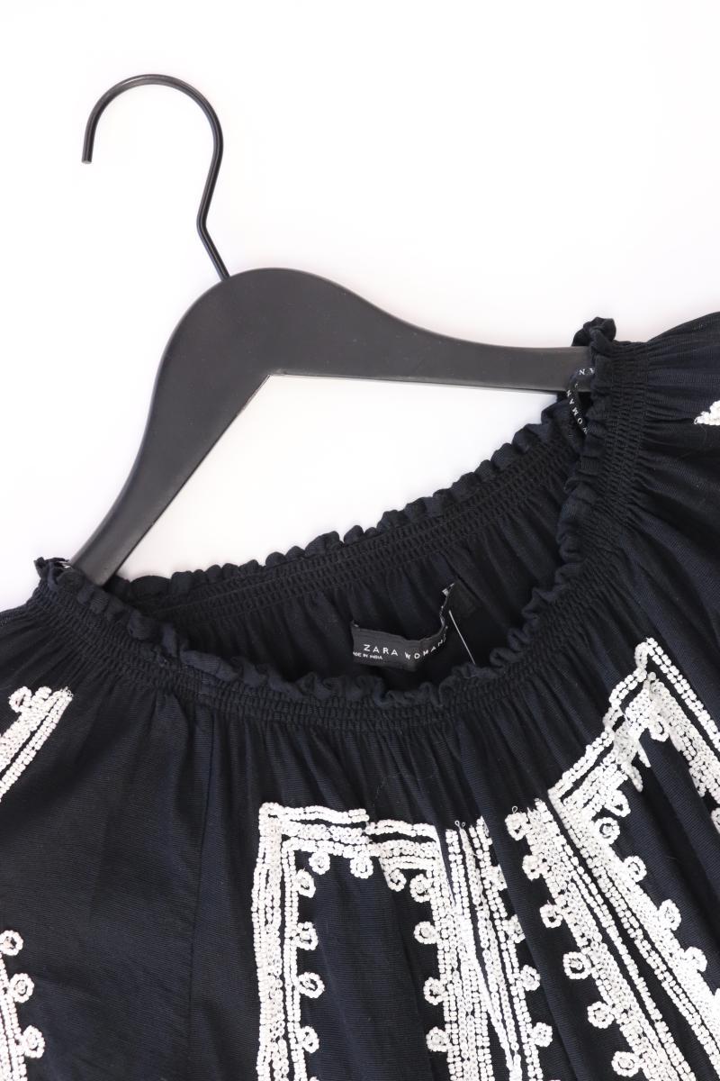 Zara Comfort Bluse Gr. S 3/4 Ärmel mit Carmen-Ausschnitt schwarz aus Baumwolle - Image 3