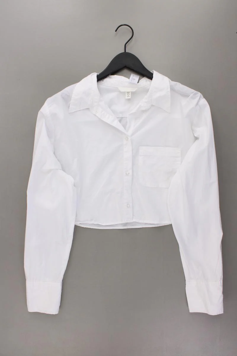 H&M Crop Bluse Gr. XXL Langarm weiß aus Baumwolle