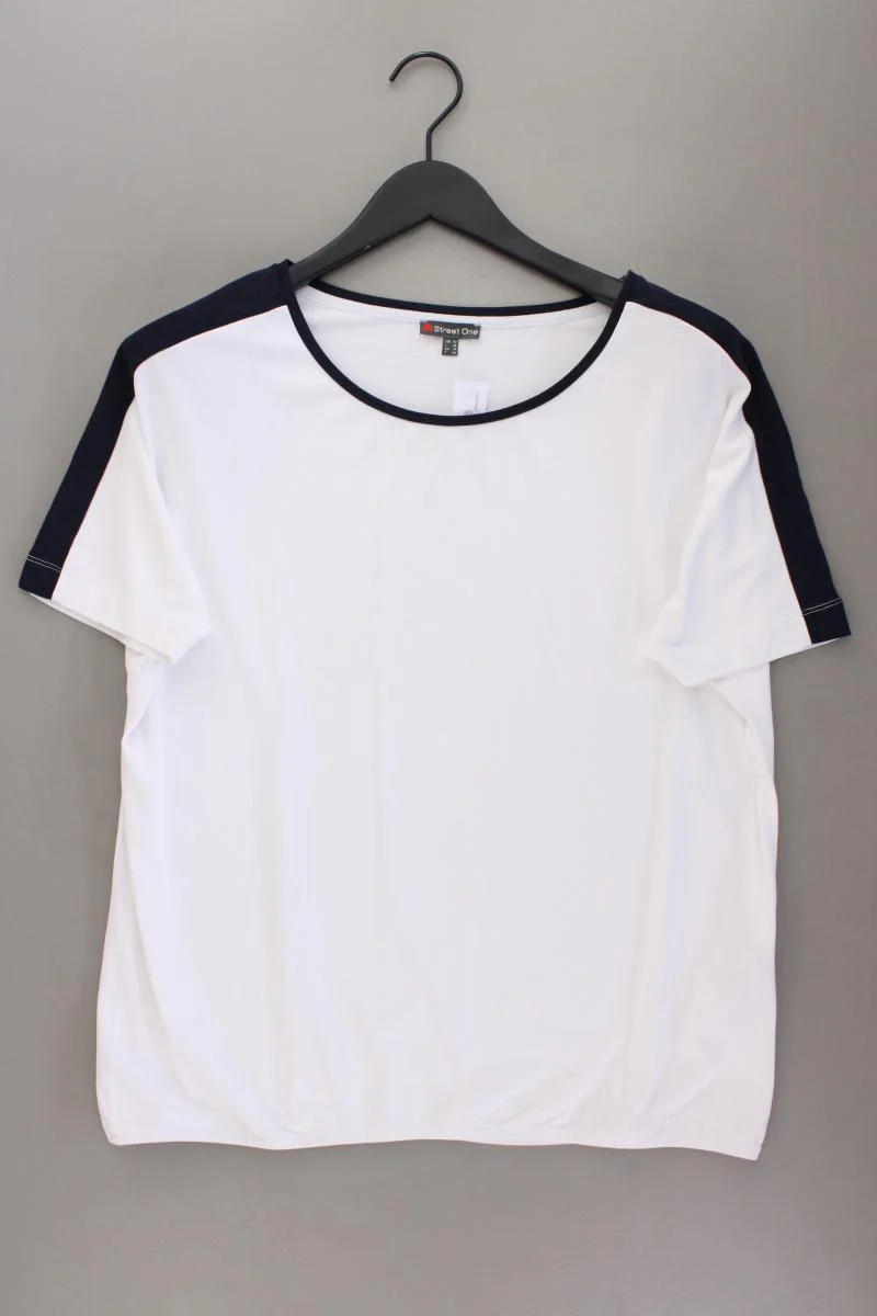 Street One T-Shirt Gr. 42 neuwertig Kurzarm weiß aus Viskose