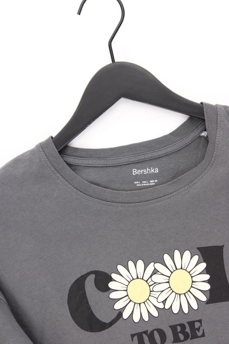 Bershka Printshirt Gr. L Kurzarm grau - Image 2