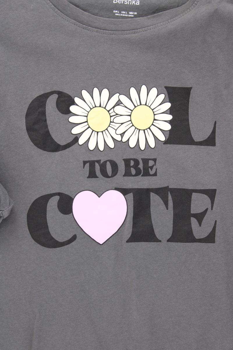Bershka Printshirt Gr. L Kurzarm grau - Image 3