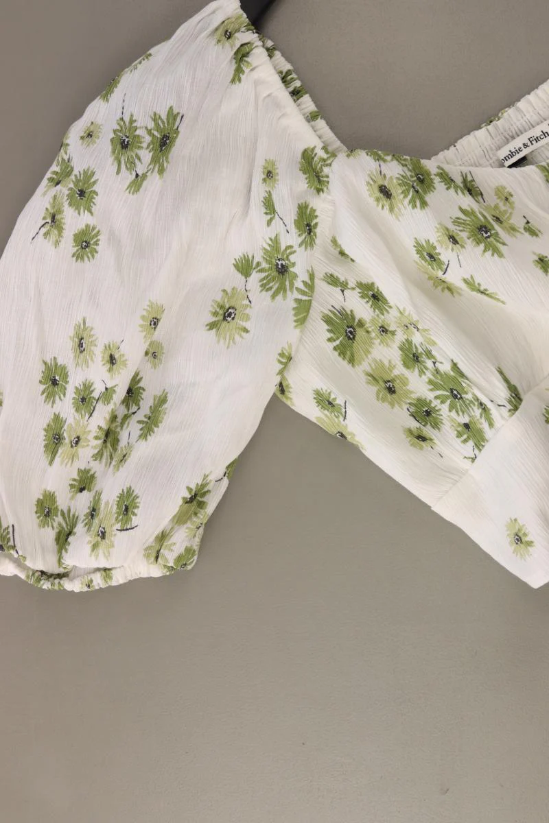 Abercrombie & Fitch Crop Bluse Gr. L mit Blumenmuster 3/4 Ärmel weiß - Image 3