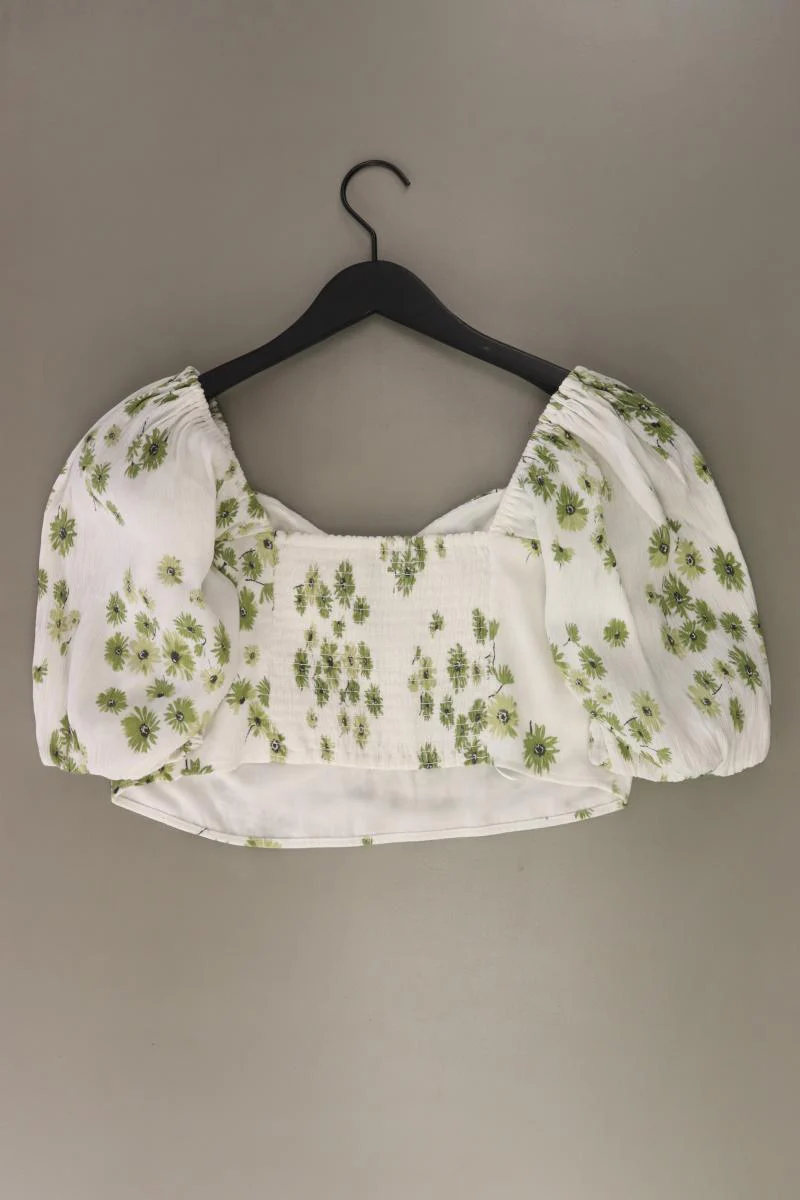 Abercrombie & Fitch Crop Bluse Gr. L mit Blumenmuster 3/4 Ärmel weiß - Image 4