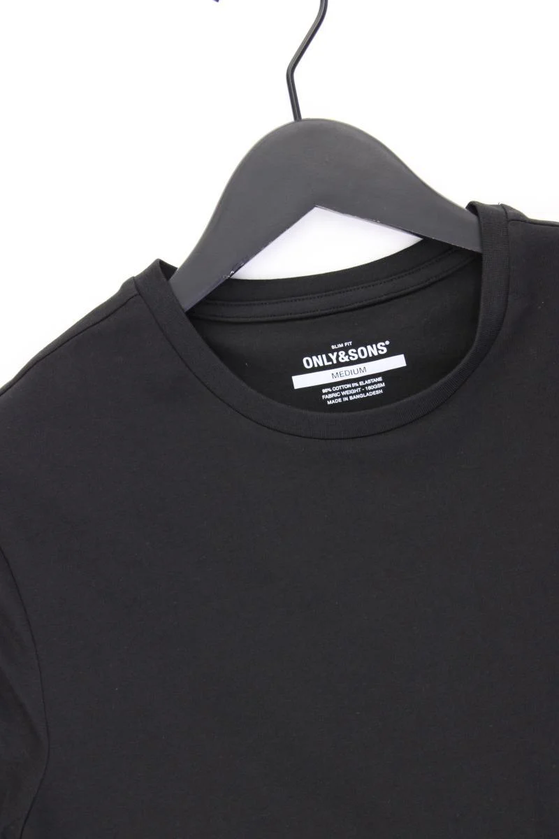 ONLY & SONS T-Shirt für Herren Gr. M neuwertig Kurzarm schwarz aus Baumwolle - Image 2