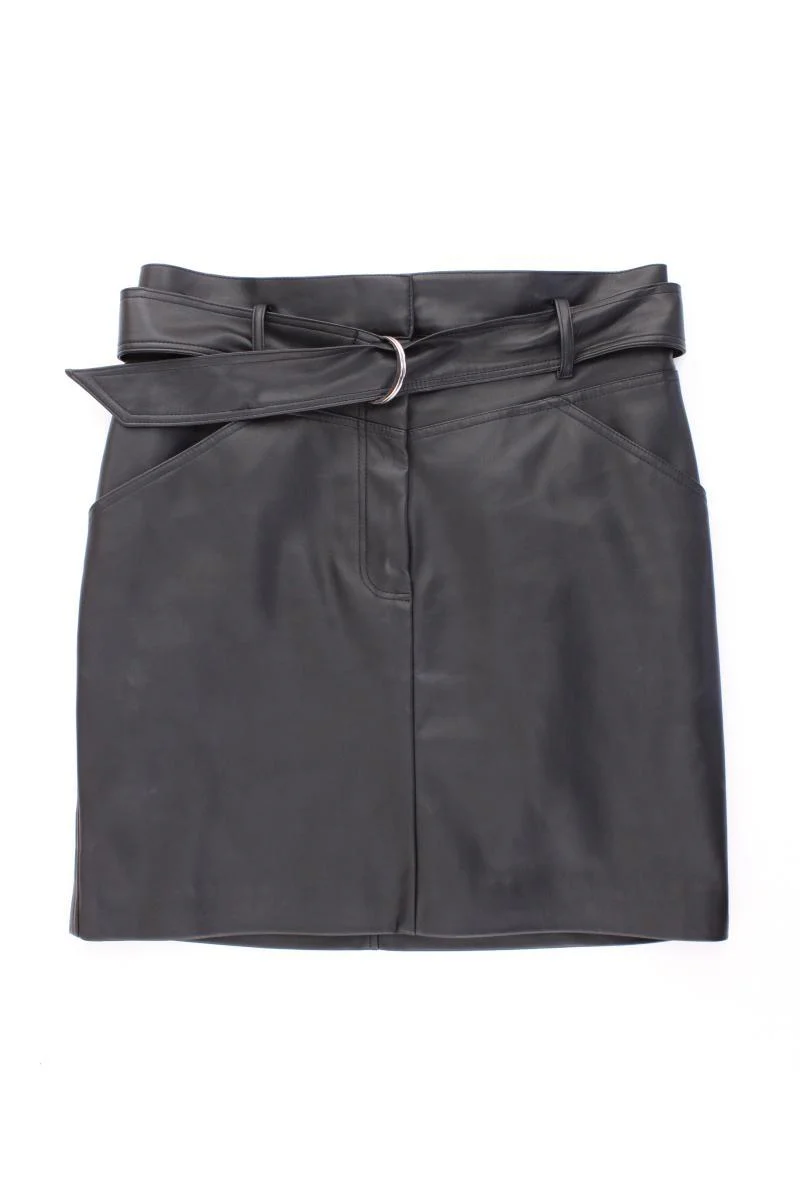 H&M Kunstlederrock Gr. 42 schwarz aus Polyester