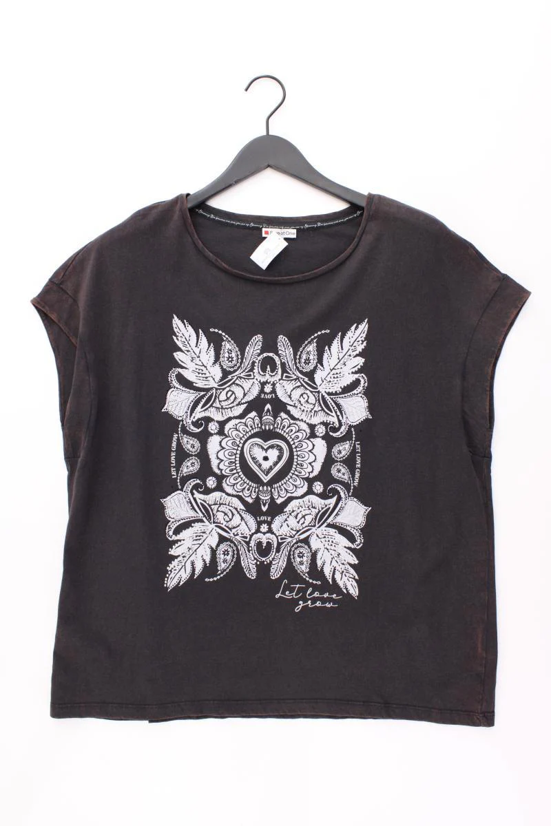 Street One Printshirt Gr. 48 Kurzarm grau