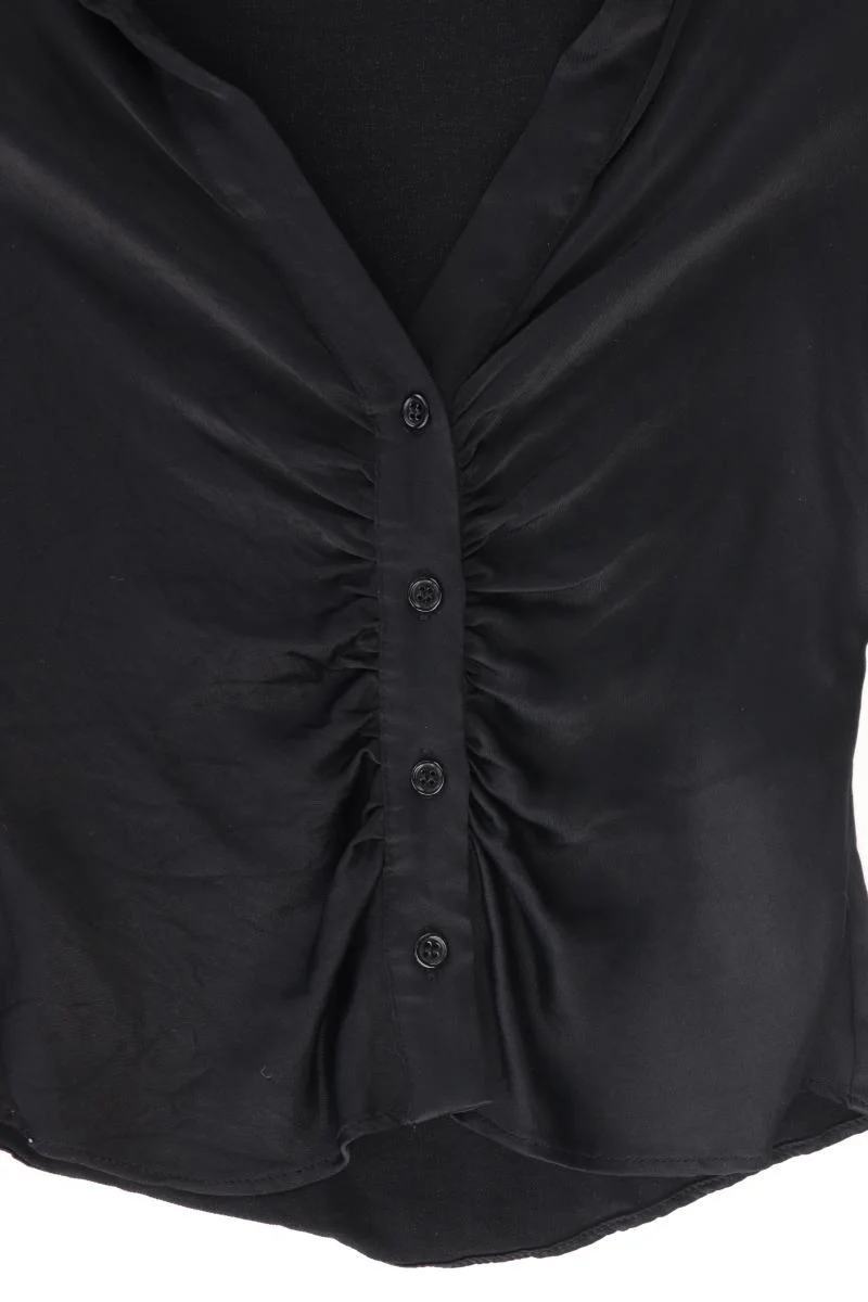 Zara Satinbluse Gr. XS Langarm schwarz aus Viskose - Image 3