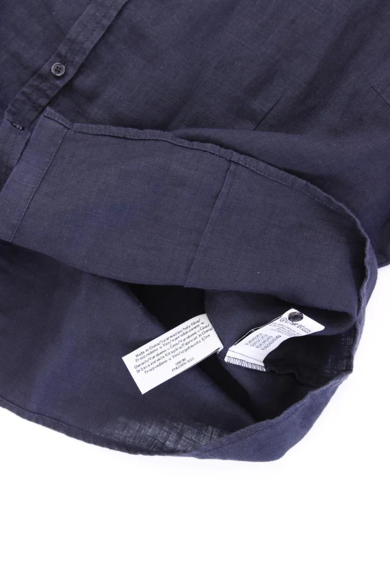 Marco Pecci Leinenbluse Gr. 48 Kurzarm blau - Image 3