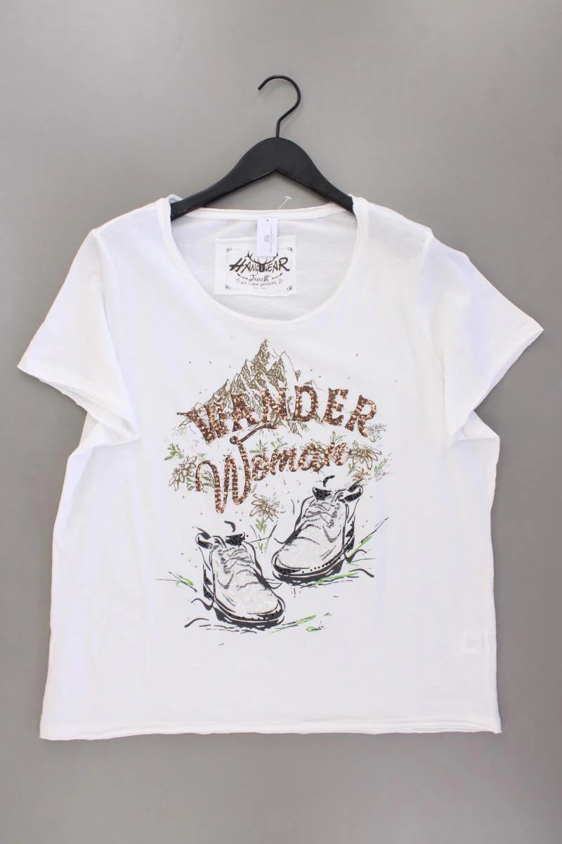 Hang Wear Wander Woman Shirt Gr. XXXL Kurzarm mit Pailletten weiß aus Baumwolle