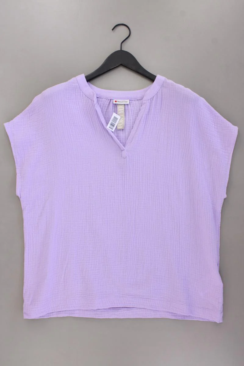 Street One Bluse Fliederfarben Gr. 42 Kurzarm lila aus Baumwolle