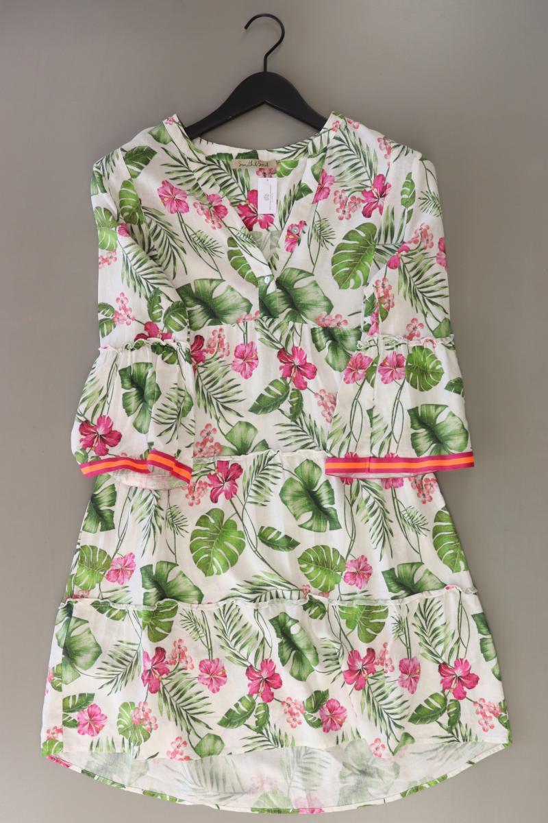 Smith & Soul Kleid mit Leinen Gr. XS mit Blumenmuster 3/4 Ärmel mehrfarbig