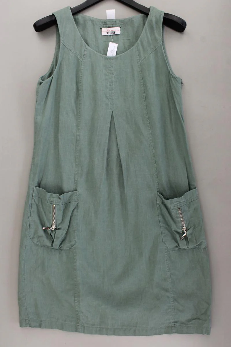Linea Tesini Midikleid Gr. 38 Ärmellos grün aus Baumwolle