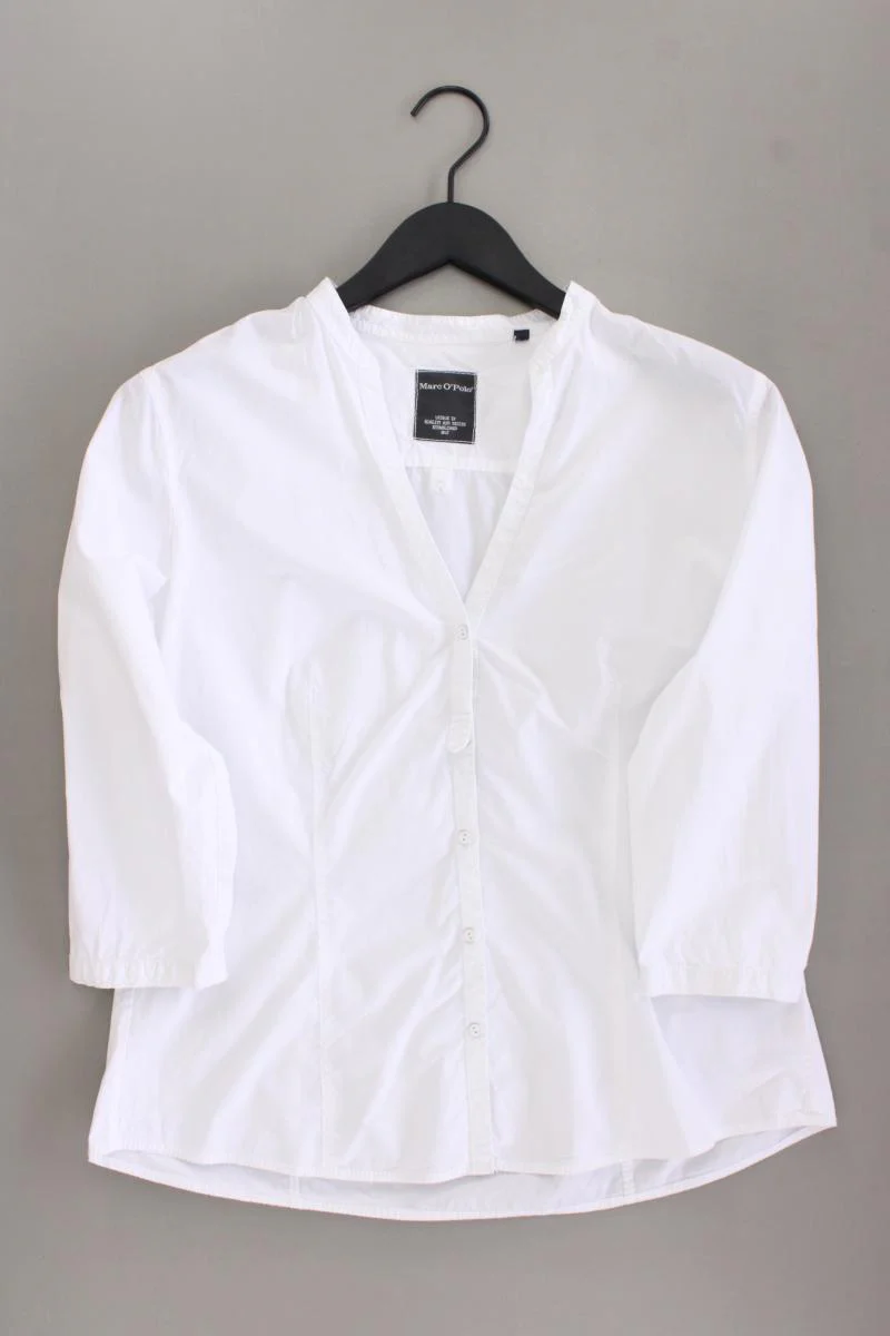 Marc O'Polo Regular Bluse Gr. 42 3/4 Ärmel weiß aus Baumwolle