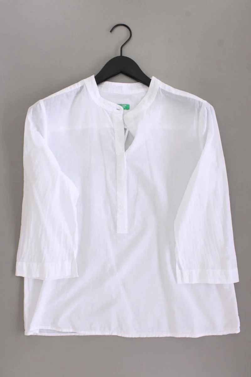 United Colors of Benetton Classic Bluse Gr. L 3/4 Ärmel weiß aus Baumwolle