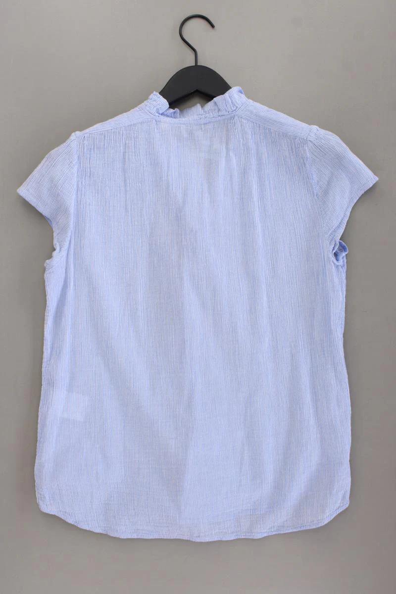 Noa Noa Rüschenbluse Gr. 42 gestreift neuwertig Kurzarm blau aus Baumwolle - Image 4