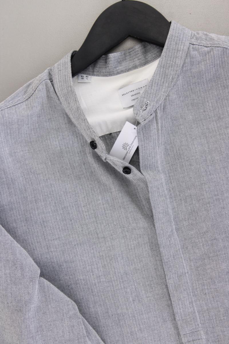 Selected Homme Langarmhemd für Herren Gr. Hemdgröße 42 grau aus Baumwolle - Image 2