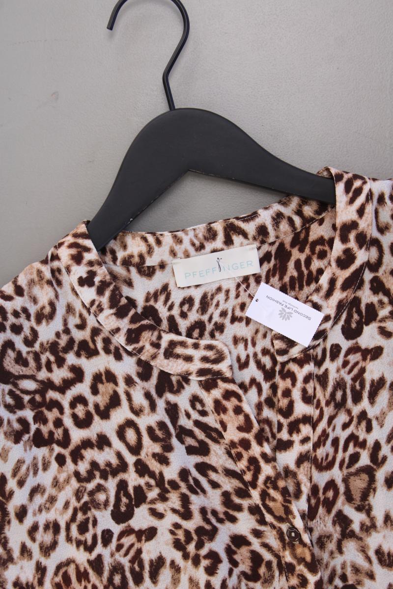 Pfeffinger Schluppenbluse Gr. 48 mit Tierdruck Langarm braun aus Polyester - Image 2