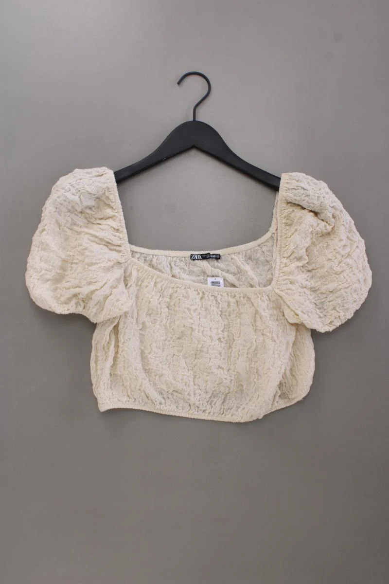 Zara Crop Top Gr. L creme aus Baumwolle