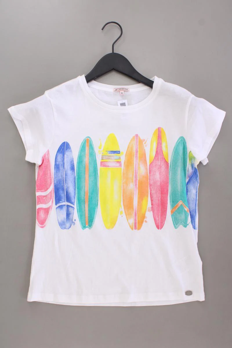 Timezone Printshirt Gr. XS neuwertig Kurzarm weiß aus Baumwolle
