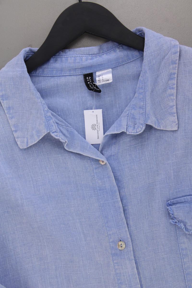 H&M Divided Bluse mit Leinen Gr. L Langarm blau aus Viskose - Image 2